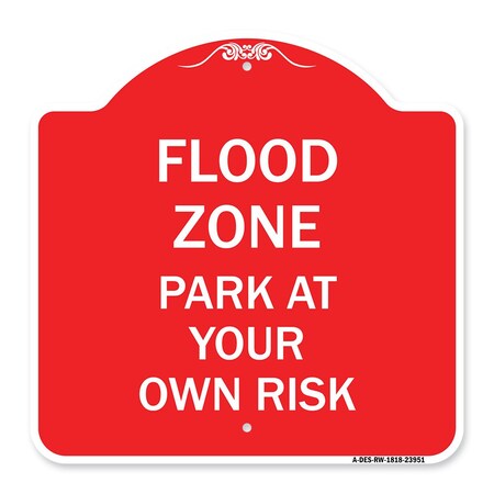Signmission Designer Series Sign-Flood Zone, Red & White Aluminum Architectural Sign, 18" x 18", RW-1818-23951 A-DES-RW-1818-23951
